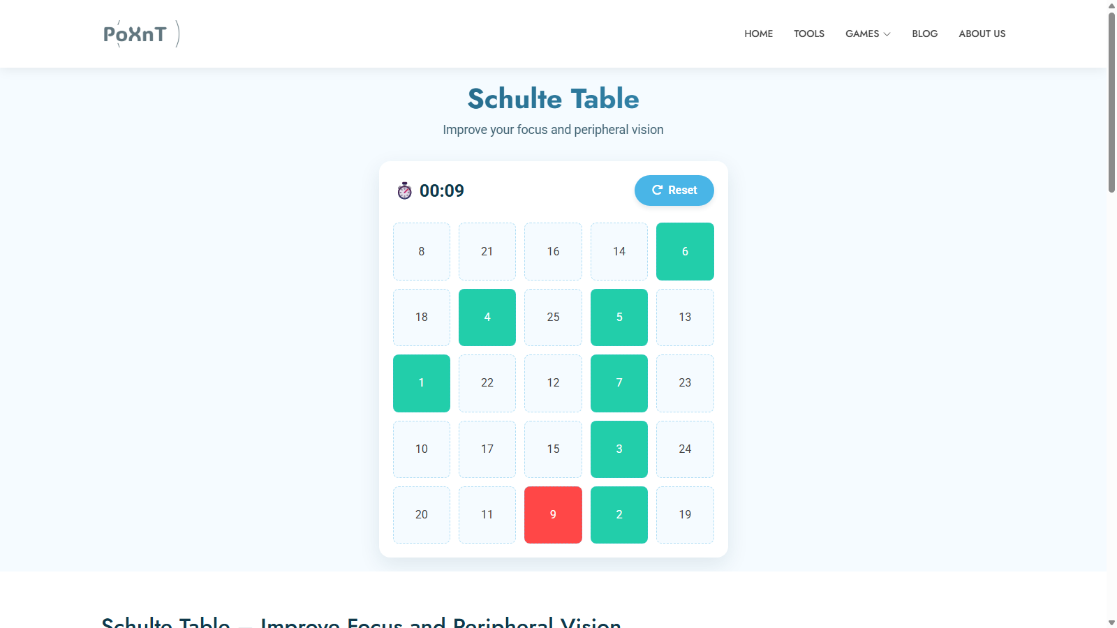Schulte Table